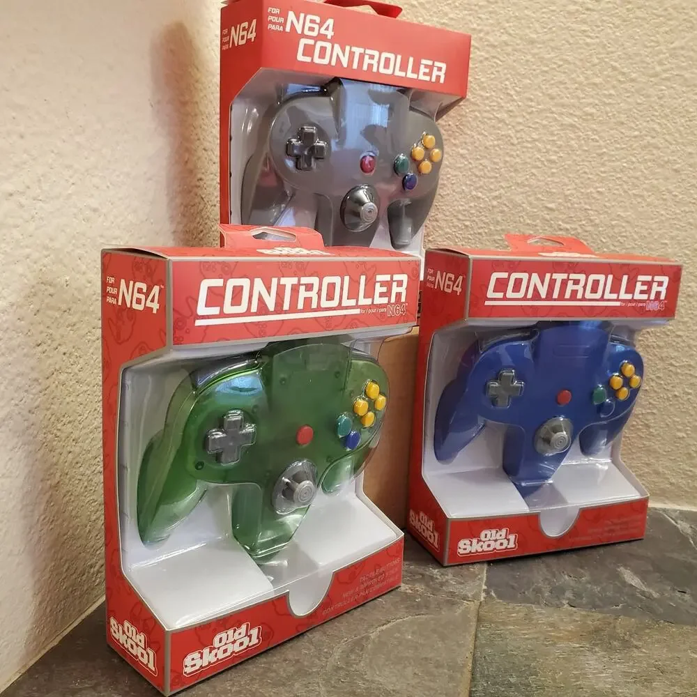 3 N64 Controllers - 3 Colors Bundle (NEW) - Blue Jungle Green Grey - Nintendo64